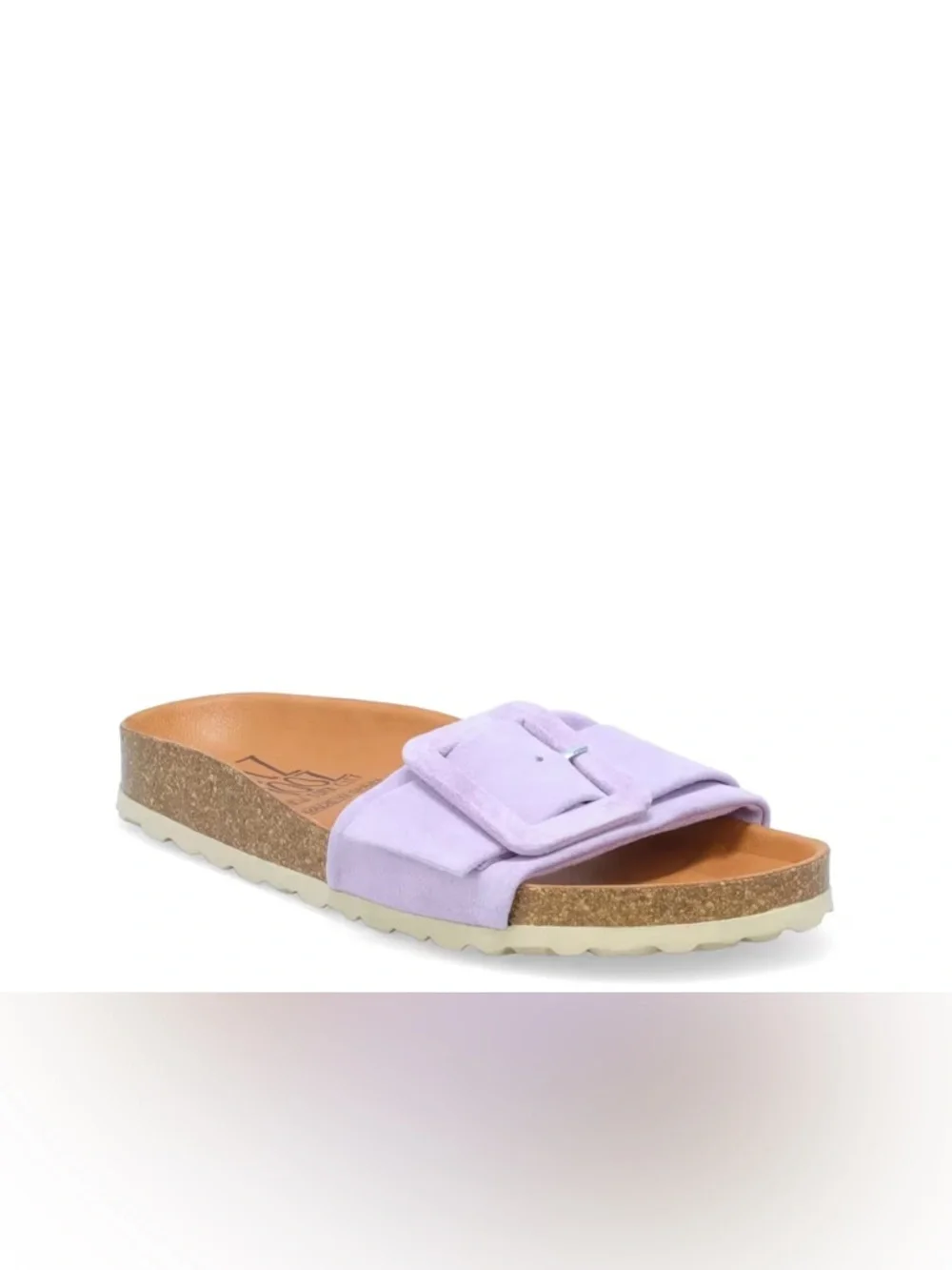 Miz Mooz Leather Buckle Sandal Slip-On Cushioned Footbed Purple Strap Summer